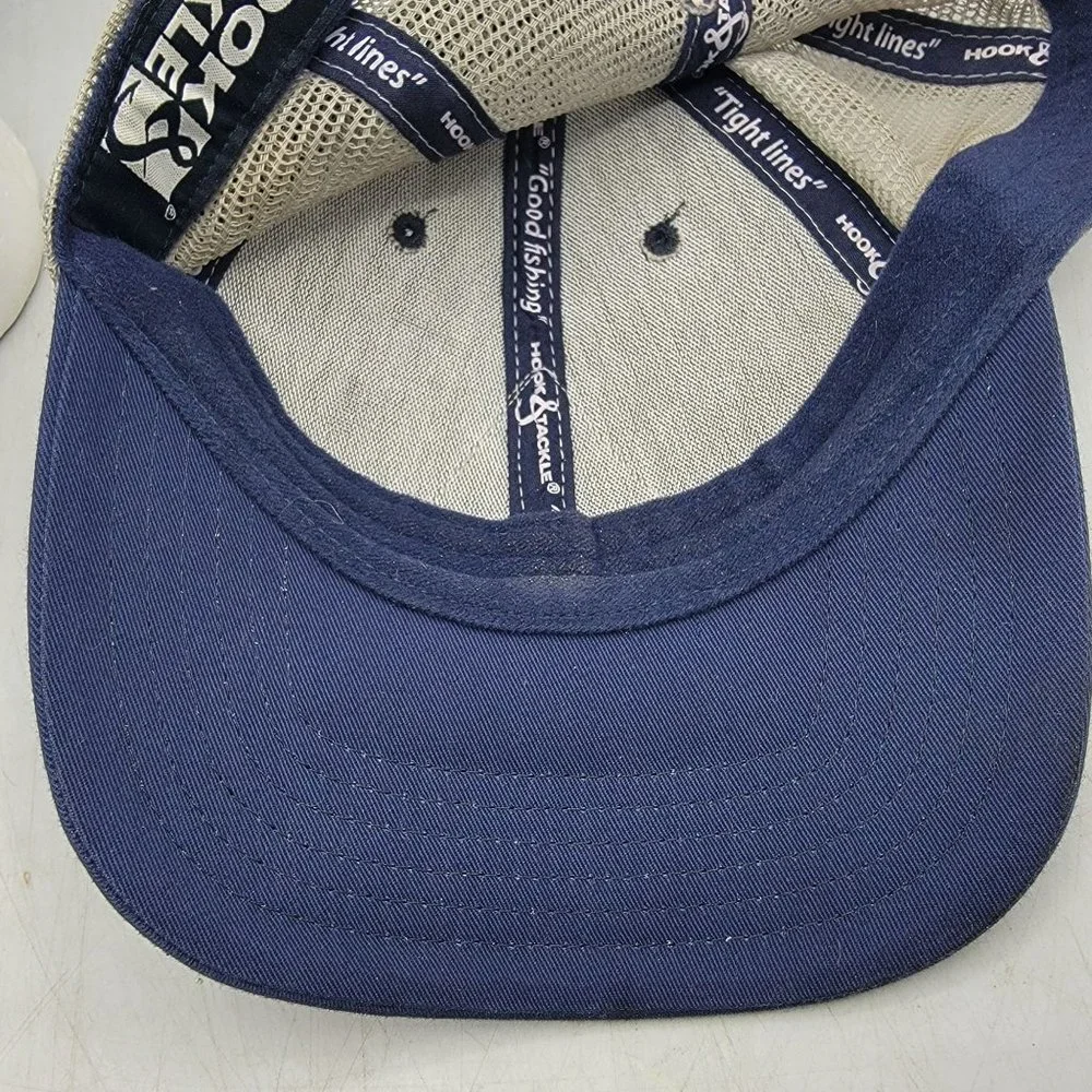 Hook And Tackle Adults Blue White Hat Cap Fishing Casual Comfort Outdoors